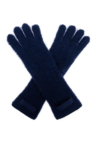 Jacquemus Long Soft-textured Gloves With Bow Detail In Blue