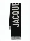 Jacquemus Long Rectangular Wool Scarf With Logo In Black