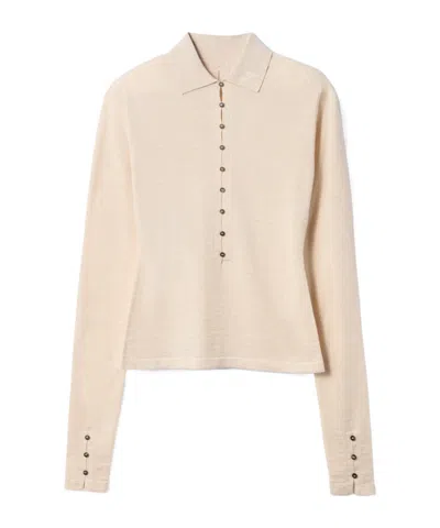 Jacquemus Long-sleeve Knitted Polo Shirt In Transparent