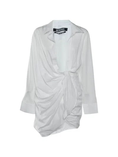 Pre-owned Jacquemus Long-sleeve Mini Dress In White