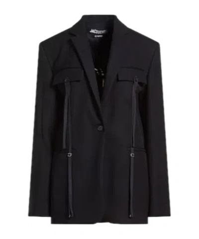 Jacquemus Long-sleeve Single-breasted Blazer In Black