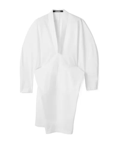 Jacquemus Long-sleeved Dress In White