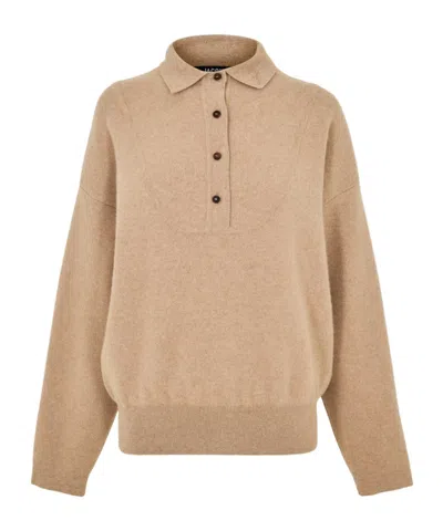 Jacquemus Long-sleeved Knit Polo Shirt In Brown