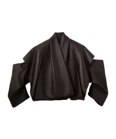 Jacquemus Long-sleeved Leather Jacket In Brown