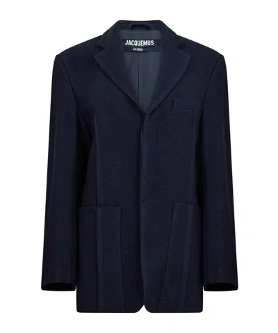 Jacquemus Long-sleeved Suit Jacket In Blue