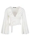Jacquemus Long-sleeved Tie Blouse In White
