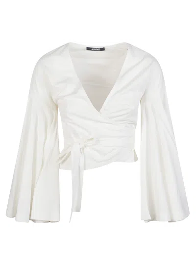 Jacquemus Long-sleeved Tie Blouse In White