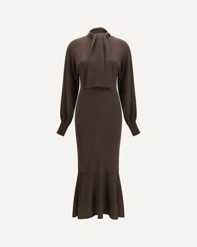Jacquemus The Losange Scarf-detail Knitted Dress In Brown
