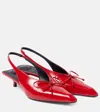 Jacquemus Cubisto Bow-embellished Leather Slingback Pumps In Red