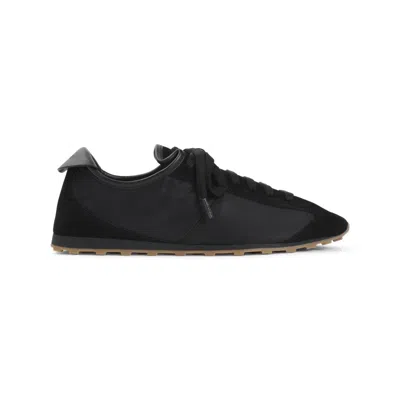Jacquemus Smooth Suede-textured Sneakers With Contrasting Rubber Sole In Black