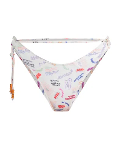 Jacquemus Low-rise Beaded Bikini Bottoms In White