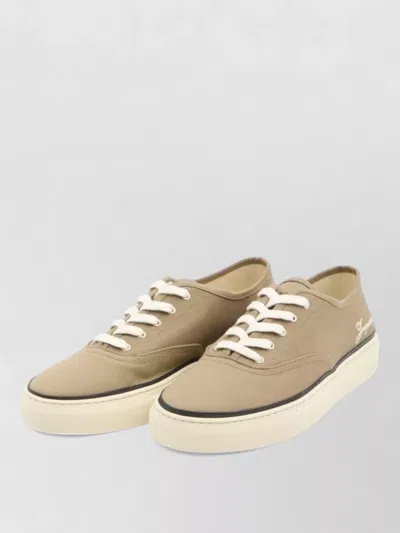 Jacquemus Cotton Low-top Sneakers With Embroidered Logo In Brown