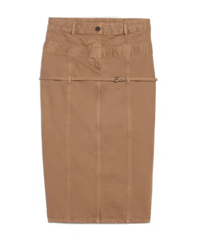 Jacquemus Low-waisted Denim Skirt In Brown