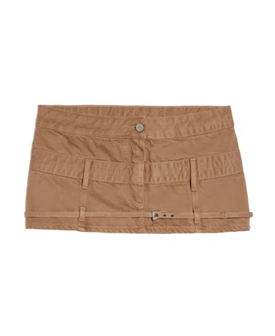 Jacquemus Low-waisted Denim Skirt In Brown