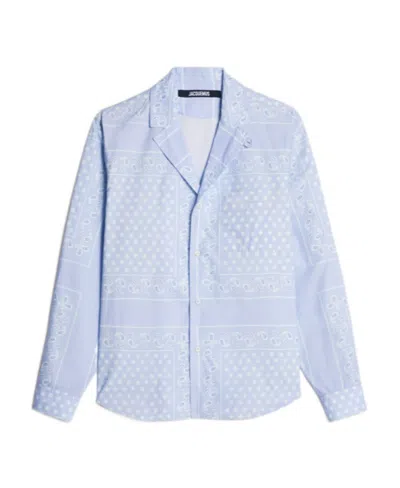 Jacquemus Luis Long Sleeve Bowling Shirt In Blue