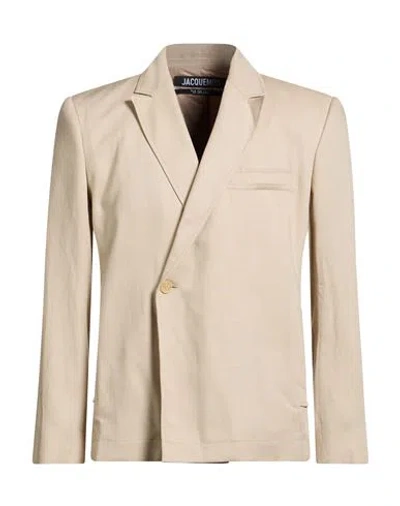 Jacquemus Man Blazer Beige Size 46 Viscose, Linen In Neutral