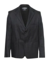 Jacquemus Man Blazer Black Size 42 Linen, Viscose, Elastane In Black