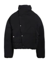 Jacquemus Asymmetric Buttoned Highneck Puffer Jacket In Black