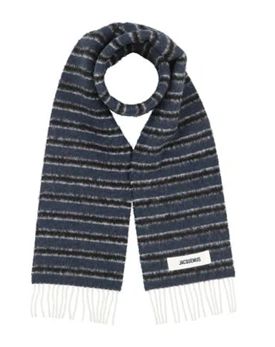 Jacquemus Man Scarf Navy Size - Alpaca Wool, Virgin Wool, Nylon In Blue