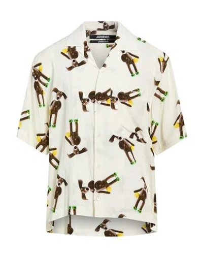Jacquemus Man Shirt Ivory Size 42 Viscose In Multi