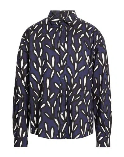 Jacquemus Man Shirt Navy Size 42 Cotton In Blue