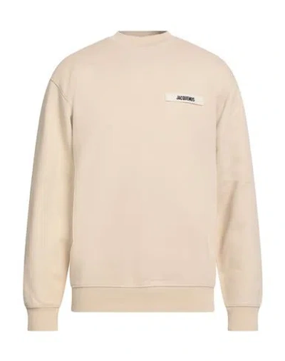 Jacquemus Long-sleeve Off-white Cotton T-shirt With Subtle Logo Patch In Neutral