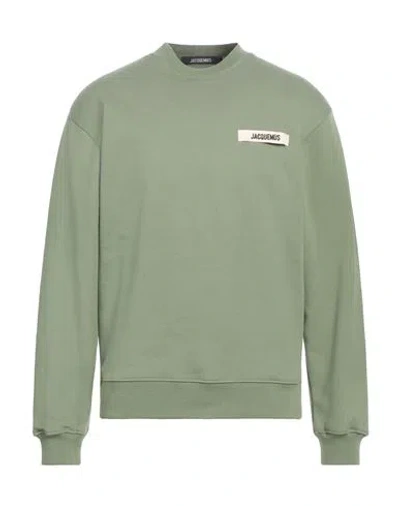 Jacquemus Man Sweatshirt Light Green Size Xl Organic Cotton