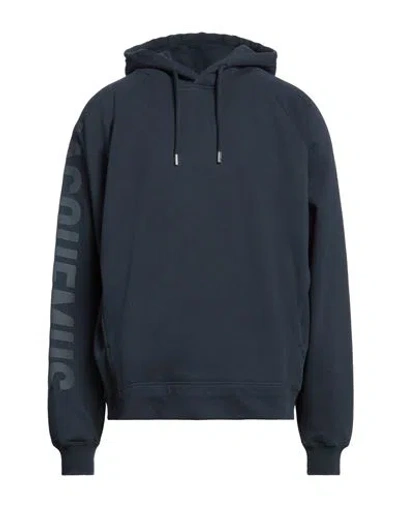 Jacquemus Relaxed Fit Cropped Hoodie With Raglan Sleeves In Blue
