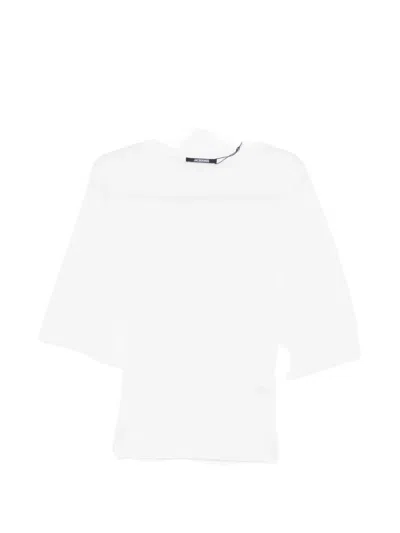 Jacquemus Crew Neck Knitted Sweater In White