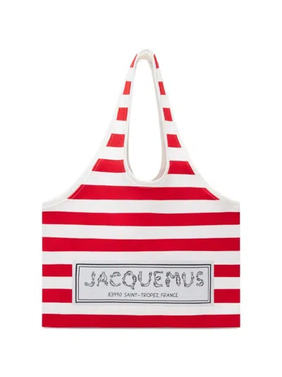 Jacquemus Marcel Striped Tote Bag In Red