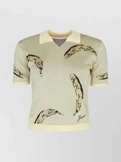 Jacquemus Marine Graphic Print Polo With Short Sleeves In Multi