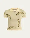 Jacquemus Womens Banana Jacquard Yellow The Marino Banana-print Woven-knitted Polo Top In Banana Jacquard Yellow