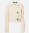 Jacquemus Double-breasted Shearling Jacket In White