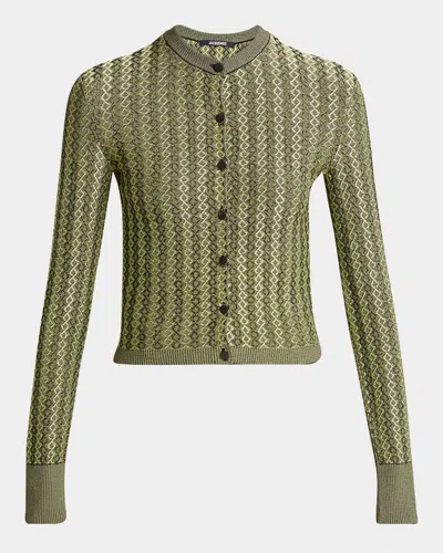 JACQUEMUS MARINO DIAMOND-KNIT CREWNECK CARDIGAN