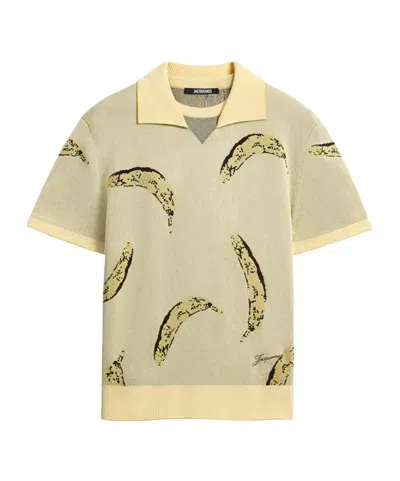 Jacquemus Crew Neck Graphic Print Polo Shirt In Yellow