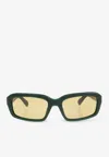Jacquemus Marino Rectangular Sunglasses In Green