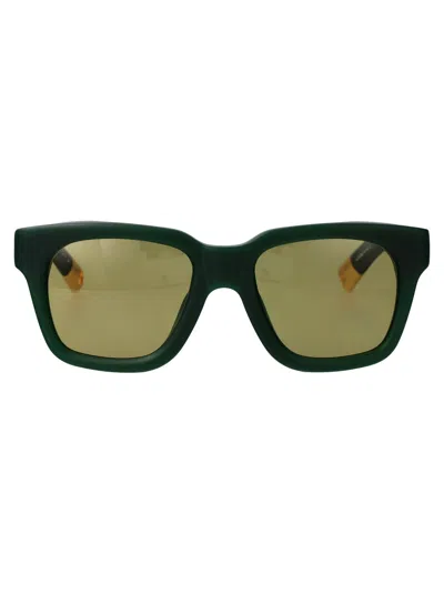 Jacquemus Matte Green Acetate Sunglasses In Black