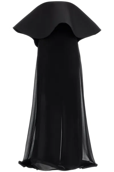 Jacquemus Chic Maxi Dress With Oversized Ruffle In Black