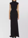 Jacquemus Maxi Dress With Cap Sleeves And Mock Neck In Black