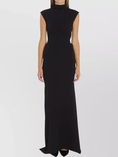 JACQUEMUS MAXI DRESS WITH CAP SLEEVES AND MOCK NECK
