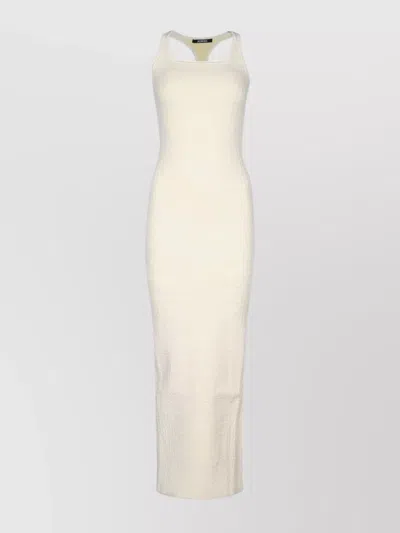 Jacquemus Maxi Length Racerback Dress With Slit Back In Neutral