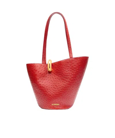 Jacquemus Medium Asymmetrical Bucket Bag In Red