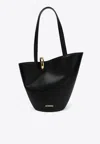 Jacquemus The Medium Bambola Asymmetric Leather Bucket Bag In Black