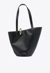 Jacquemus Medium Bambola Asymmetric Bucket Bag In Black