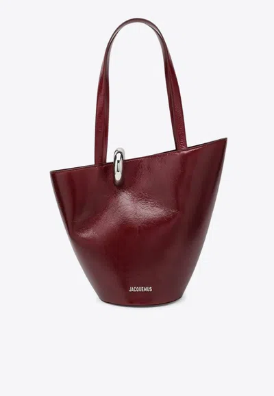 Jacquemus Medium Bambola Leather Shoulder Bag In Burgundy