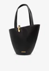 Jacquemus Medium Bambola Leather Tote Bag In Black