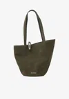 Jacquemus Medium Bambola Suede Bucket Bag In Green