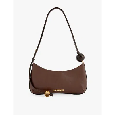 Jacquemus Womens Le Bisou Perle Leather Shoulder Bag Medium Brown