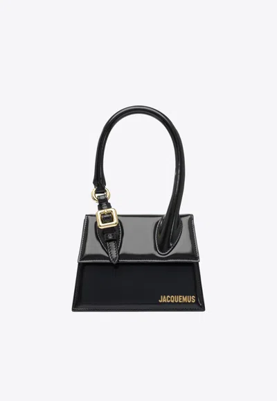 Jacquemus Medium Chiquito Smooth Leather Handbag In Black