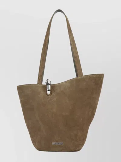 Jacquemus Medium Suede Shoulder Bag With Double Handles In Brown